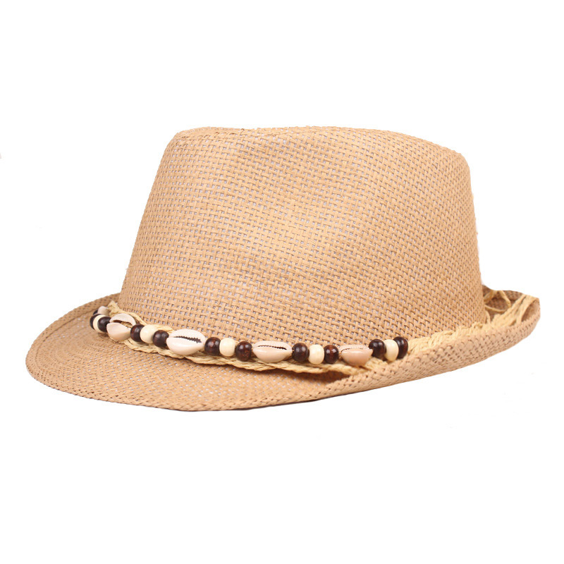 Aplicación del sombrero Trilby de paja para hombre Shell Beach Sun