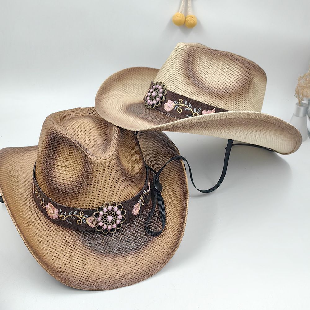 Sombrero de vaquero de paja de fábrica de China para mujer