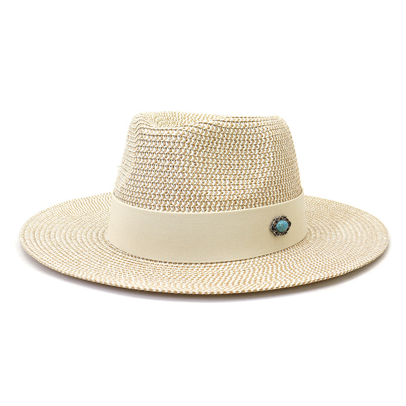 Sombrero de paja Fedora con insignia personalizada