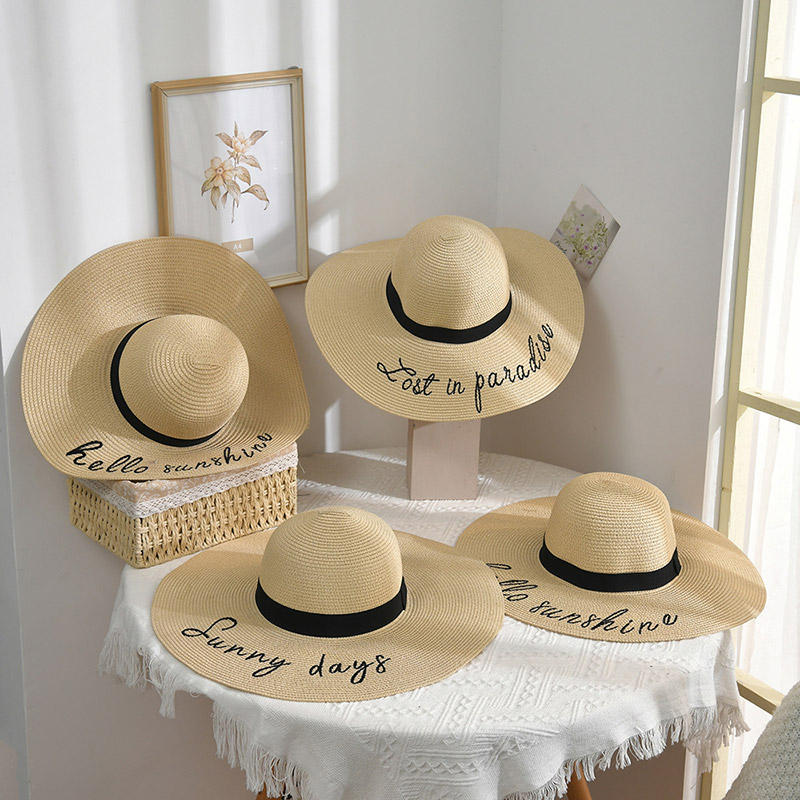 Sombrero flexible de paja de papel plegable con logotipo personalizado