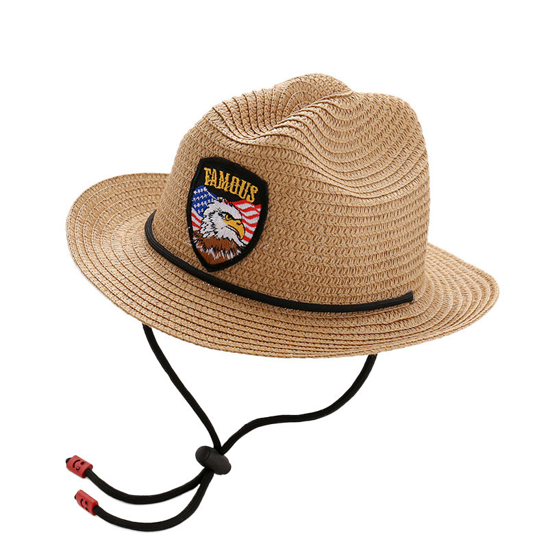 Sombrero de paja de vaquero para niños con logotipo personalizado