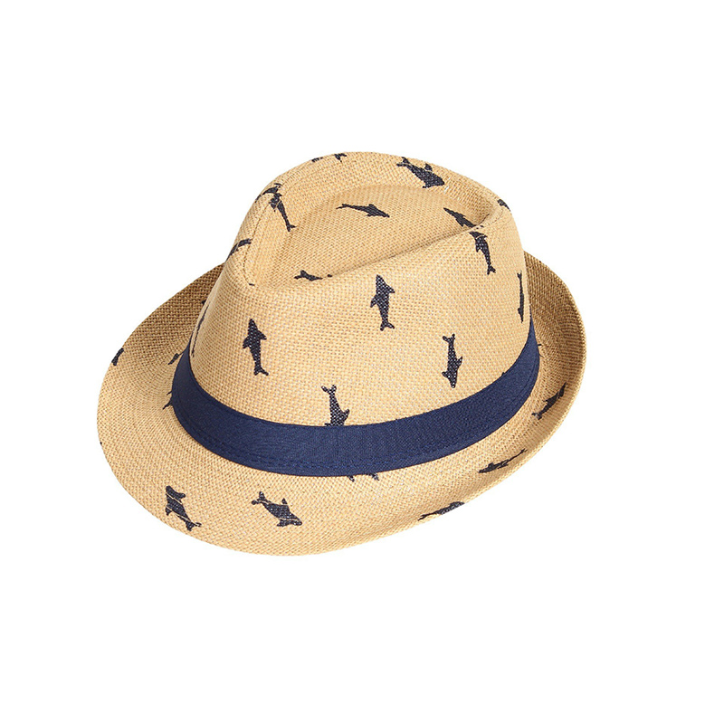 Sombrero Fedora de paja para niños con logotipo personalizado