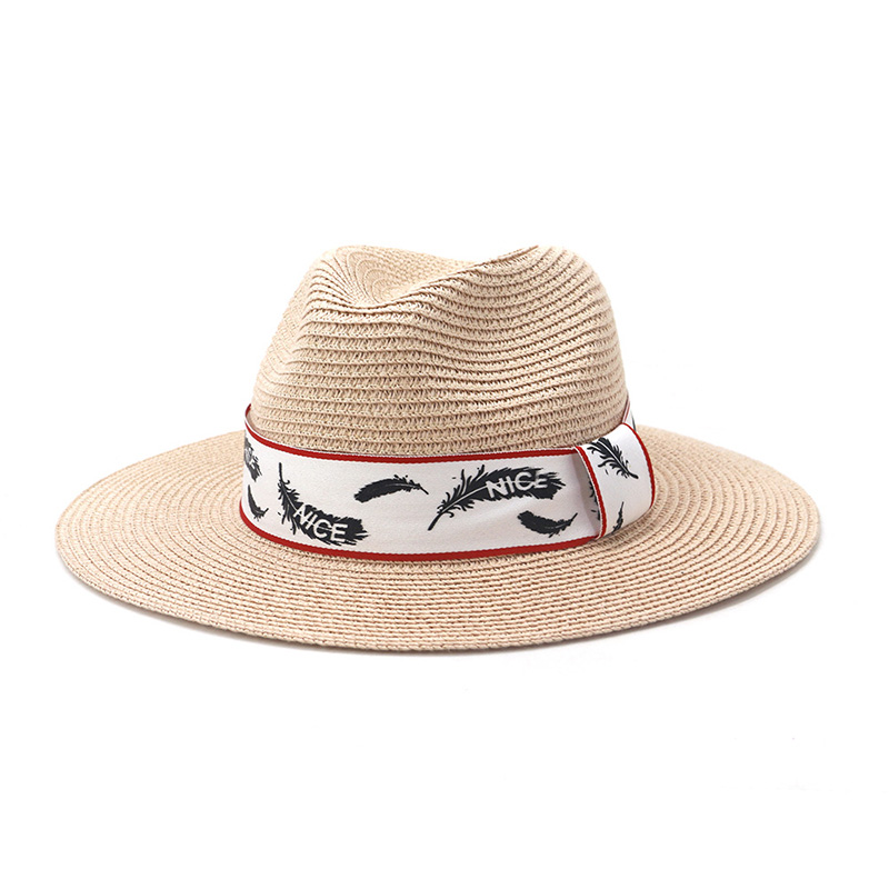 Sombrero de paja Fedora para hombre con logotipo personalizado