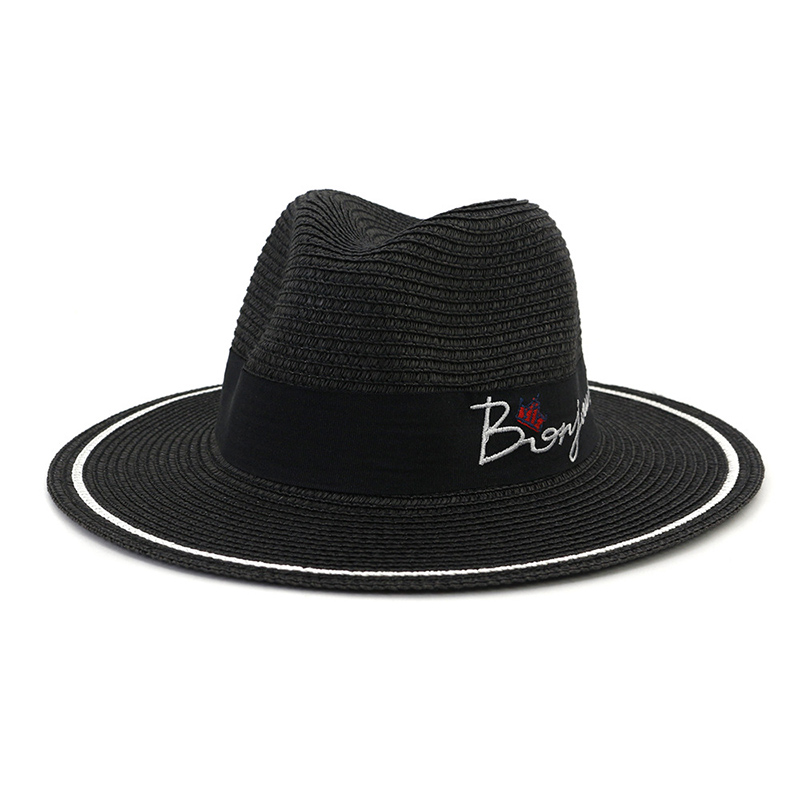 Sombrero Fedora de paja con logotipo personalizado para mujer