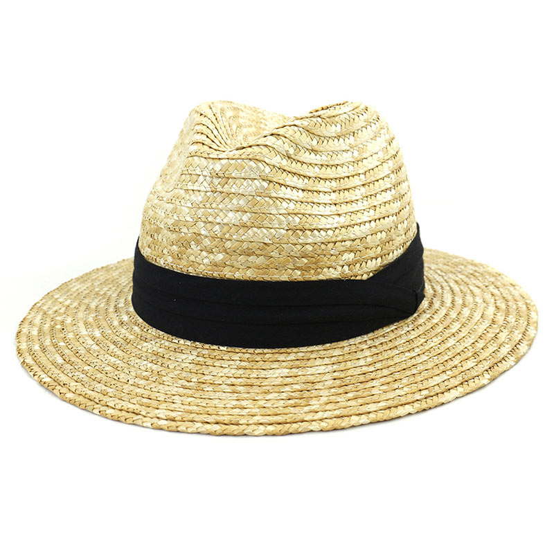 Sombrero Fedora de paja de trigo natural personalizado