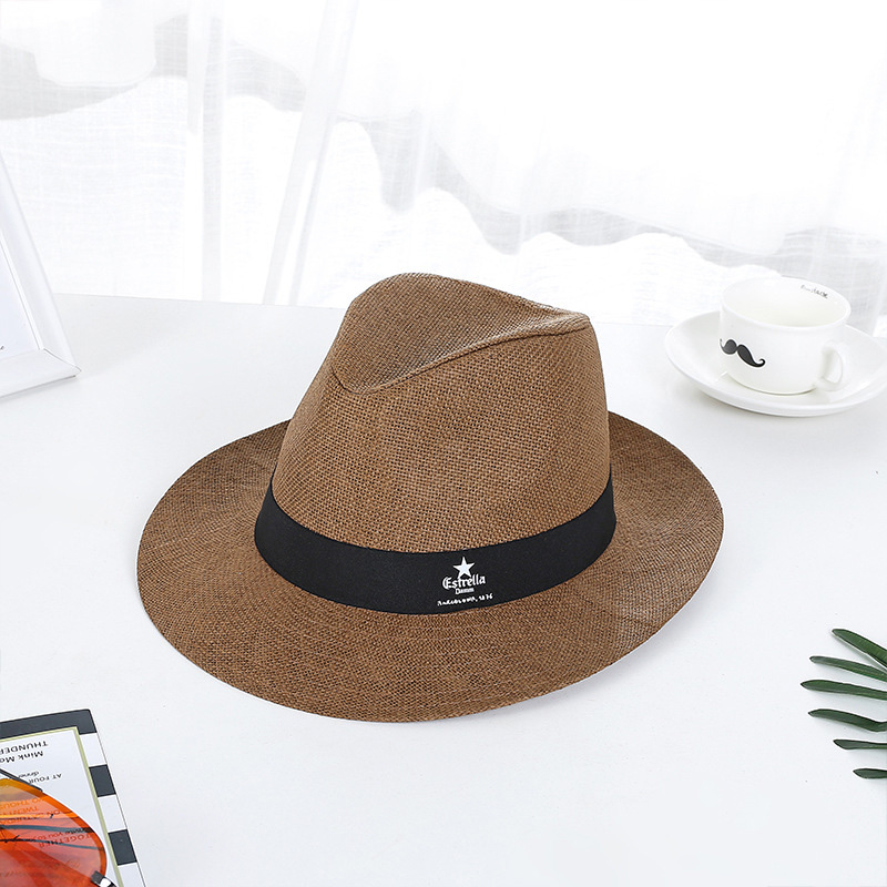 Sombrero de paja Fedora con logotipo impreso personalizado para eventos