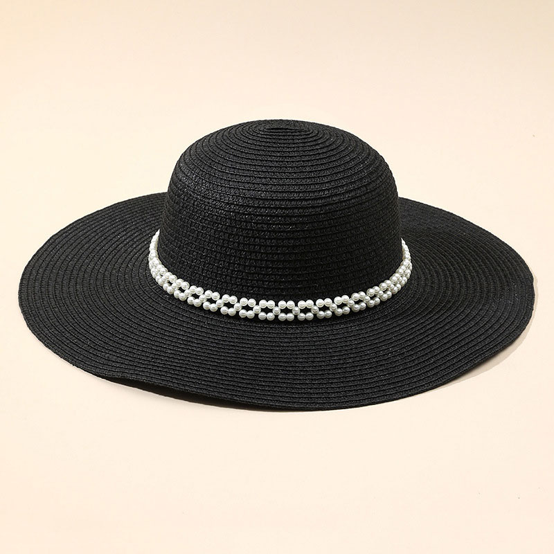 Fancy Black Floppy Straw Sun Hats para dama