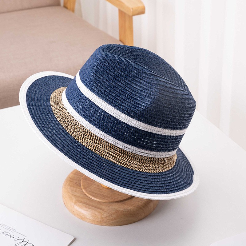 Sombrero fedora elegante a rayas para hombre para el verano