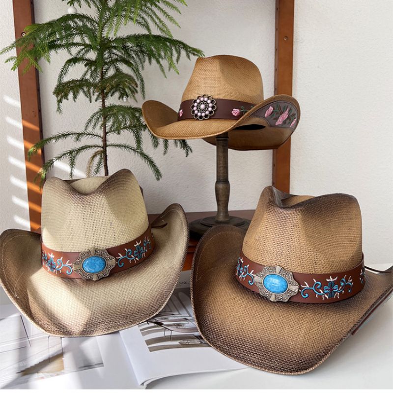 Sombreros de paja para el sol de vaquera de alta calidad