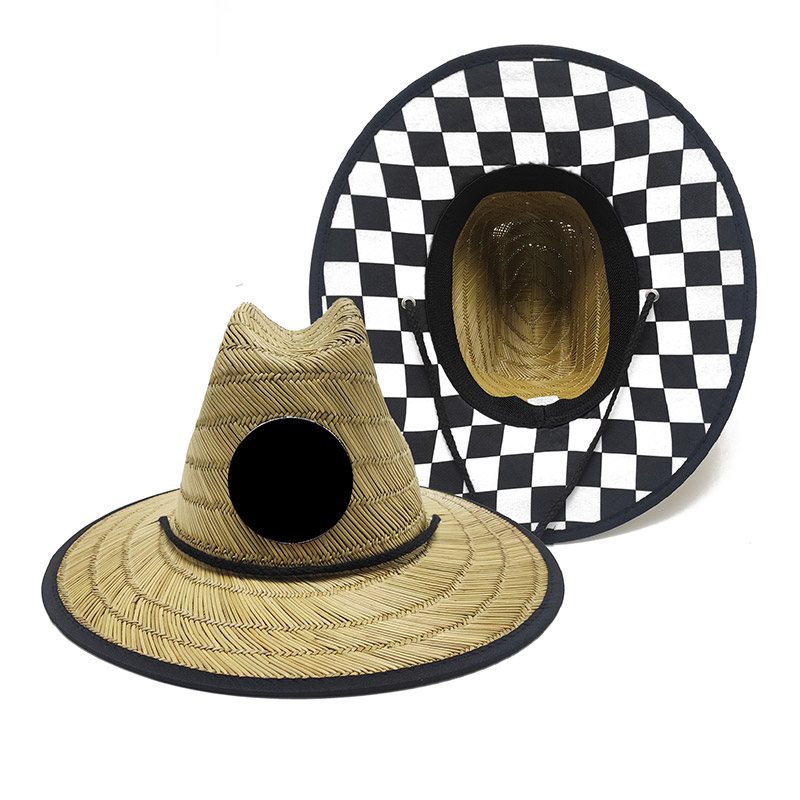 Sombreros de paja de cuadros para niños