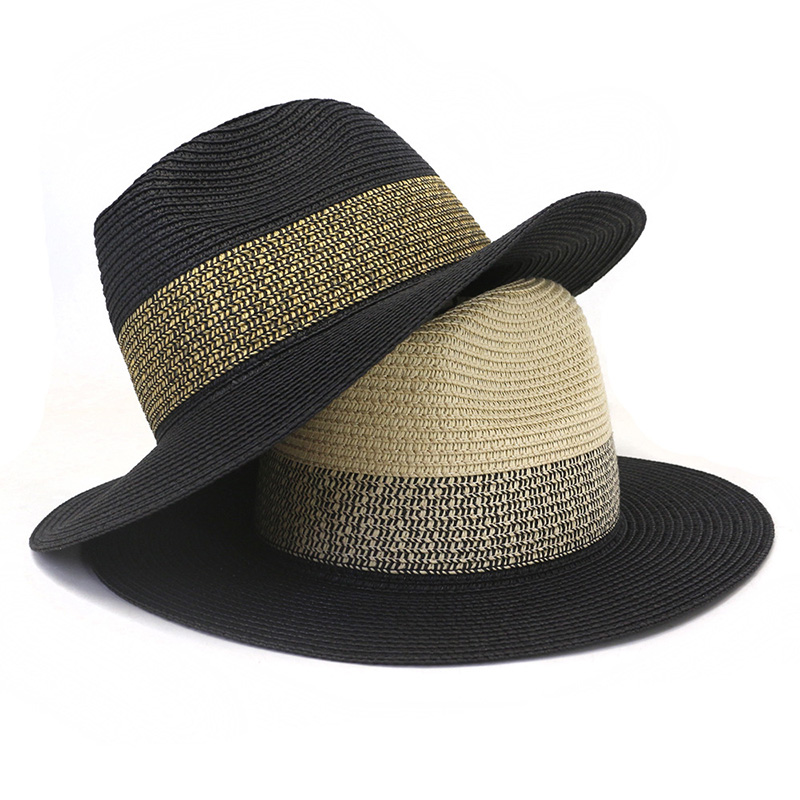 Sombrero Fedora Panamá de paja de papel negro para hombre