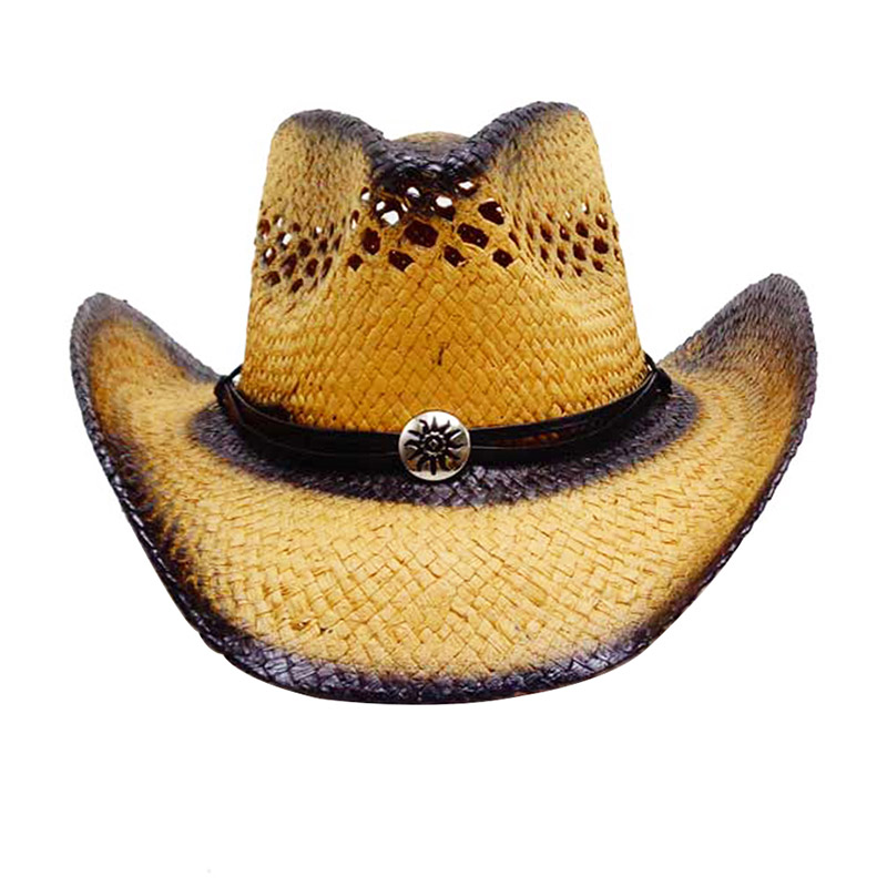 Sombrero de vaquero de paja occidental para hombre