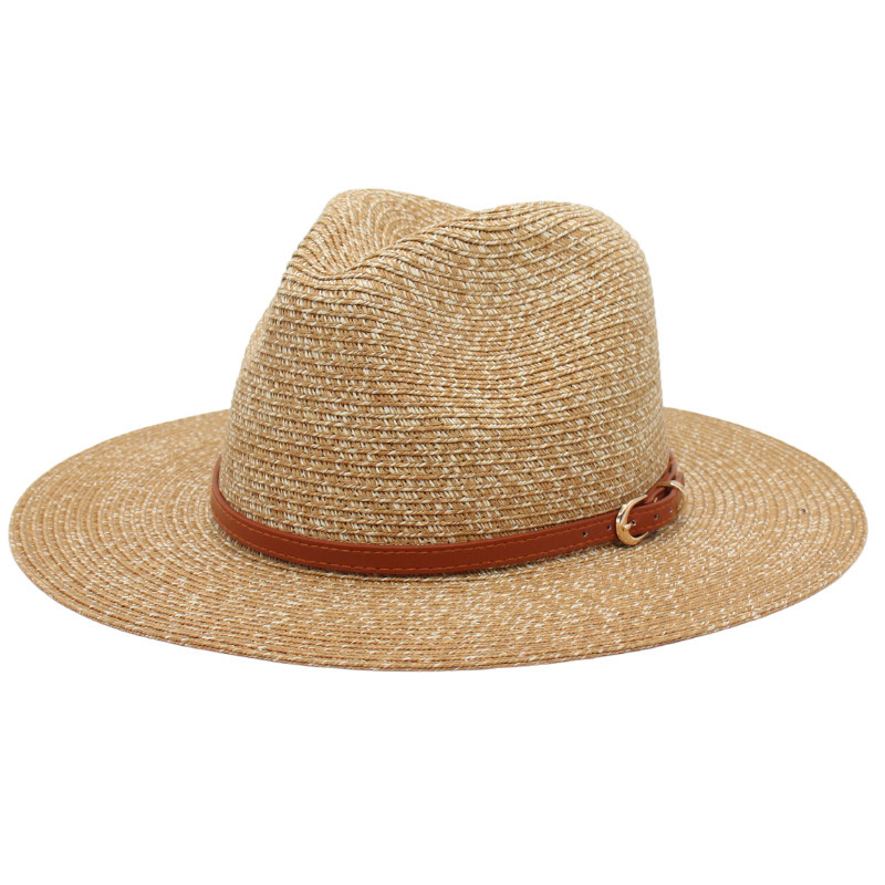 Sombrero de playa Fedora para hombre tejido de paja de colores mixtos