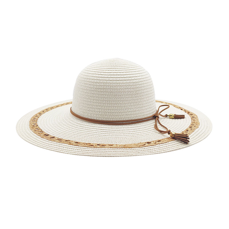 Sombrero de ala ancha blanco trenzado de paja de viaje de nuevo diseño