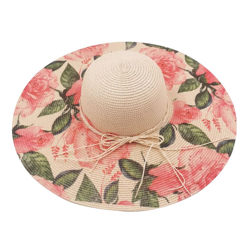 Sombrero de paja personalizado con estampado floral OEM