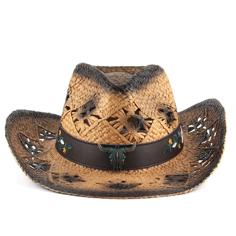 Sombreros de paja de vaquero retro para hombre