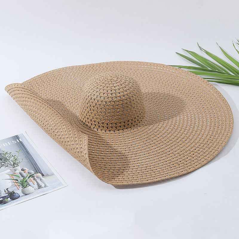 Sombreros de paja enrollables con ala extragrande para mujer