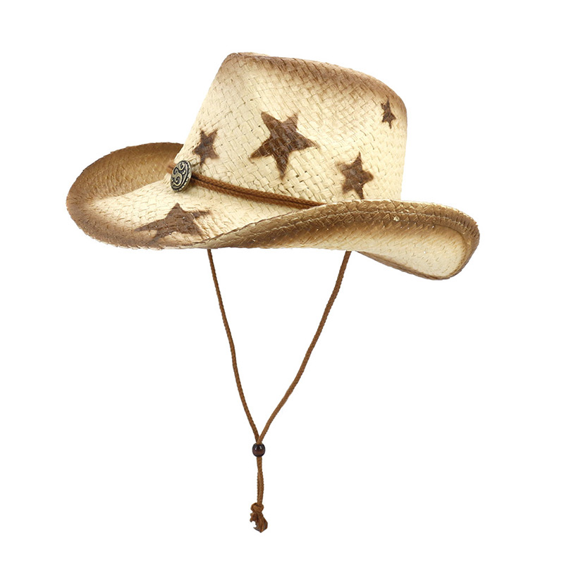 Sombrero de Paja Vaquero con Estampado de Estrellas