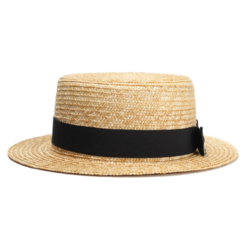 Sombrero canotier de paja con lazo