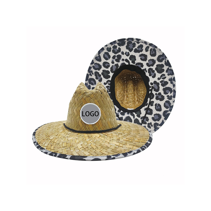 Sombrero de paja de leopardo para mujer